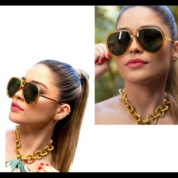 GUCCI UNISEX AVIATOR PILOT SHAPED SUNGLASSES WITH GREEN LENSES 2023 TOP COLOR - Picture 12 of 16